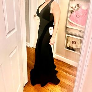 Black tuxedo dress two tone black